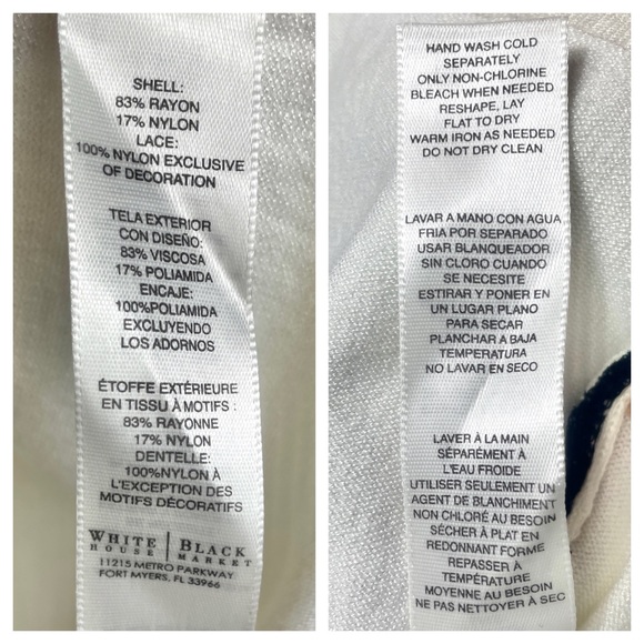 WHITE HOUSE BLACK MARKET Studded Floral Lace Overlay Ivory Thin Knit Sweater Top - Picture 8 of 13